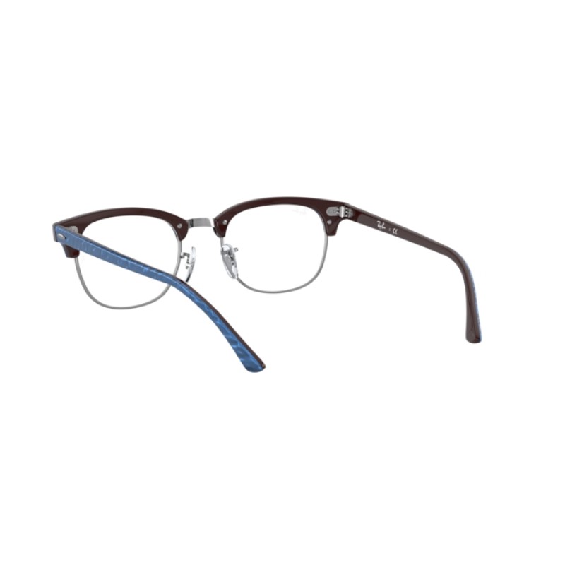 Ray-Ban RX 5154 Clubmaster 8052 Top Wrinkled Blue On Brown