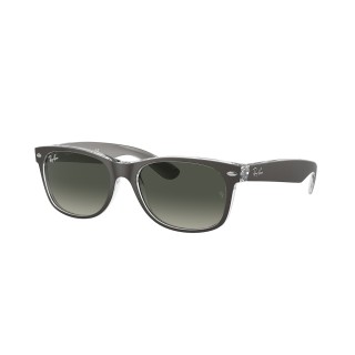 Ray-Ban RB 2132 New Wayfarer 646431 Top Rubber Grey On Shiny Black |  Sunglasses Unisex