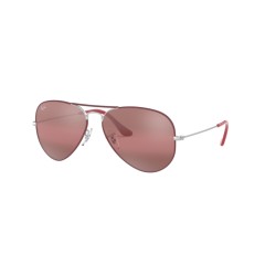 Ray-Ban RB 3025 Aviator Large Metal 9155AI Silver On Top Matte Bordeaux