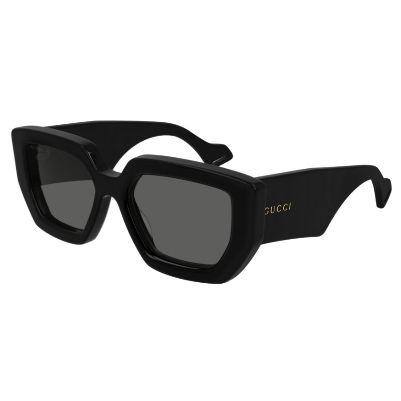 Square-frame Double G sunglasses in black acetate | GUCCI® BE